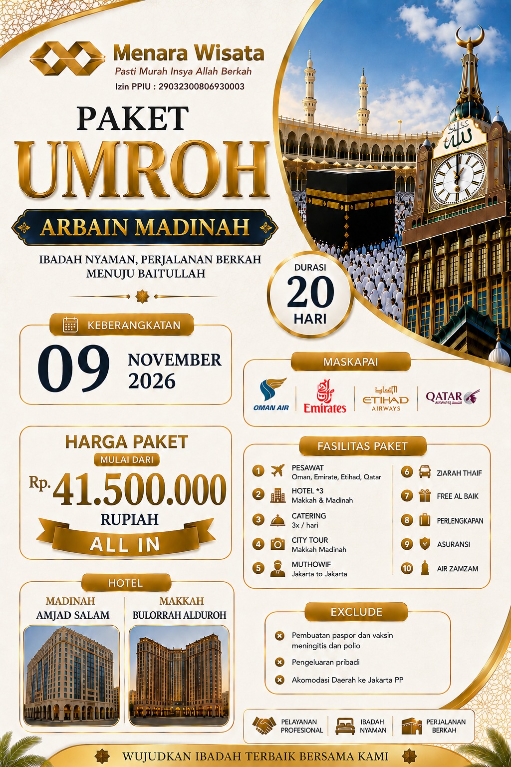 Umrah dan Shalat Arbain Madinah