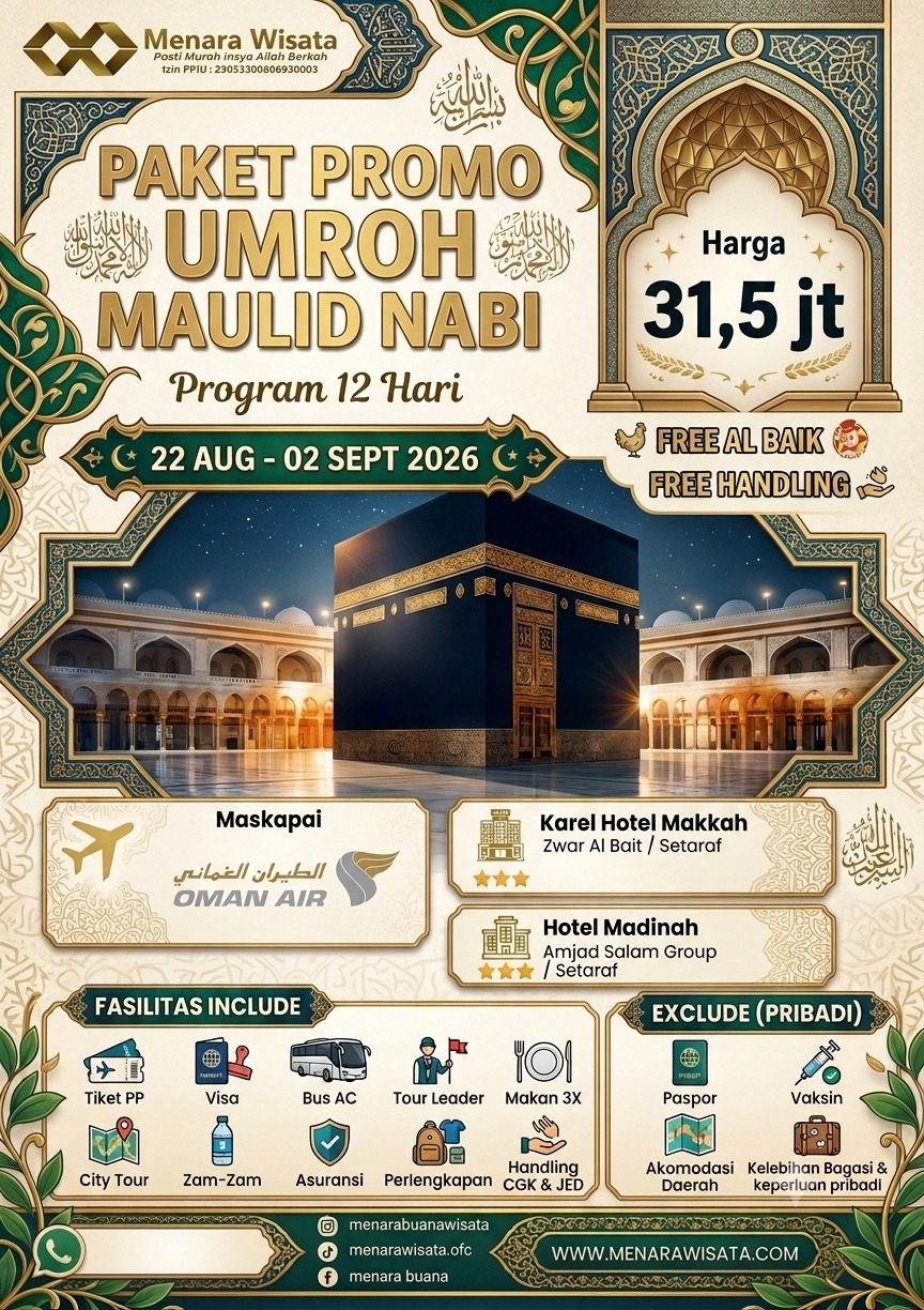 Umroh Maulid Nabi Muhammad Saw, Insya Allah Berkah dan Mendapat Syafaat.